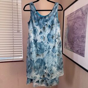 R&M Richards tiered Floral Dress in Blue